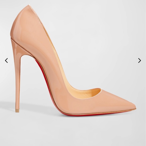 Christian Louboutin Shoes - So Kate Patent Pointed-Toe Red Sole Pump - Nude - Size 39